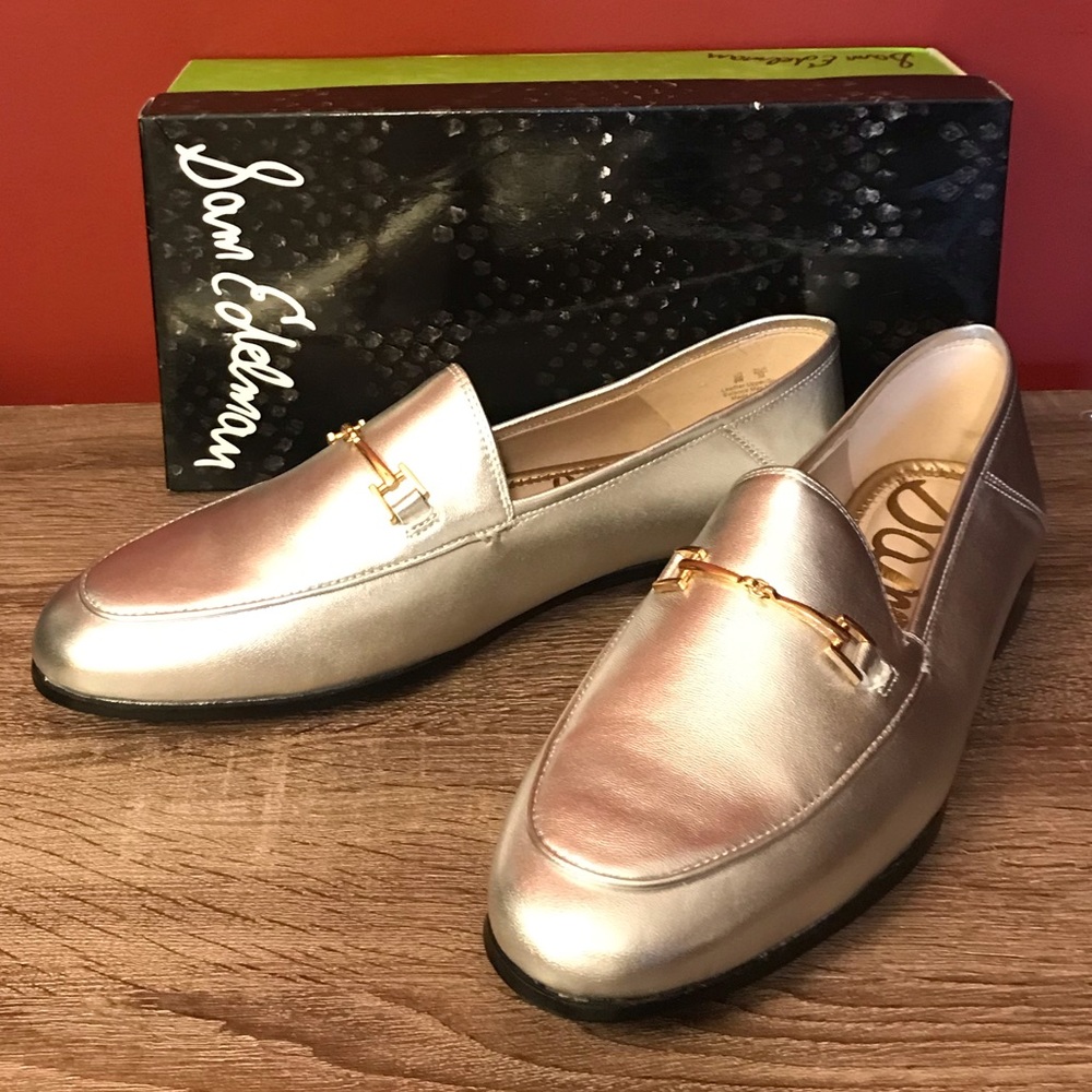 NWOT Sam Edelman Classic Silver Loafers Sz 9 Wide